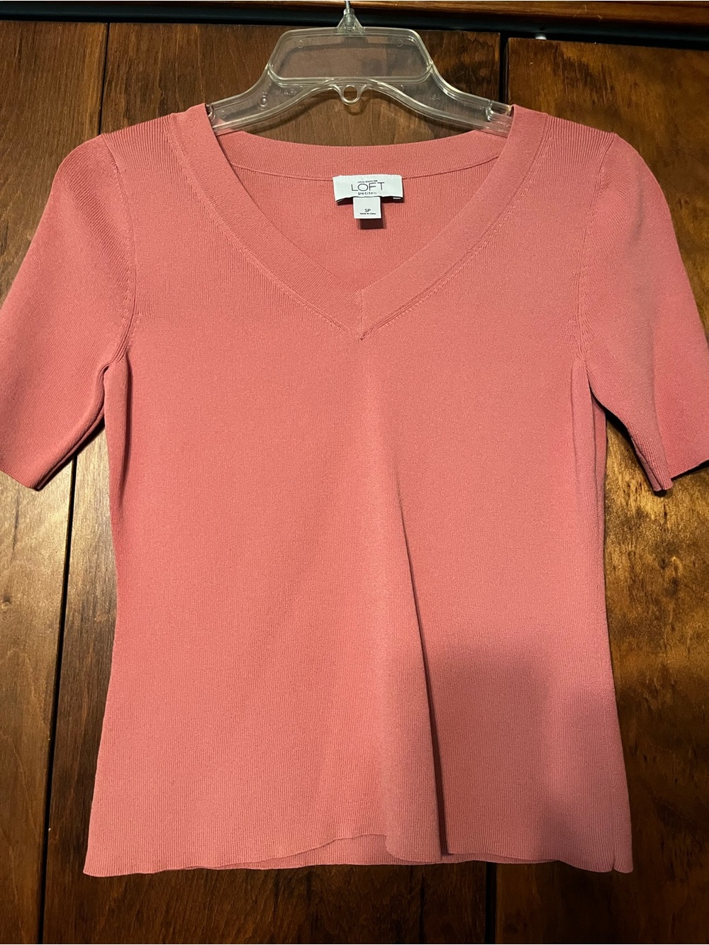 LOFT Rose Pink V-Neck Short Sleeve Top